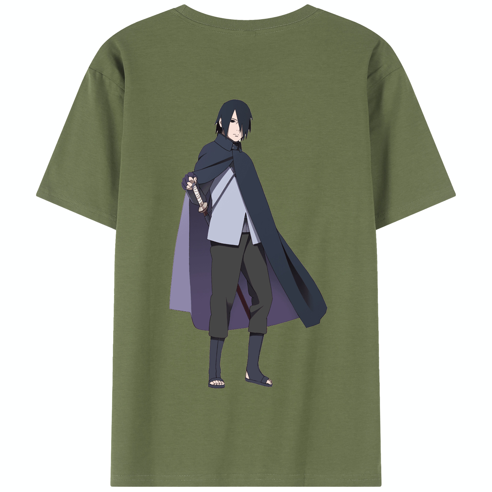 （画像用） NARUTO -ナルト- うちは サスケ Uchiha Sasuke 綿100％半袖Tシャツ（背面プリント）